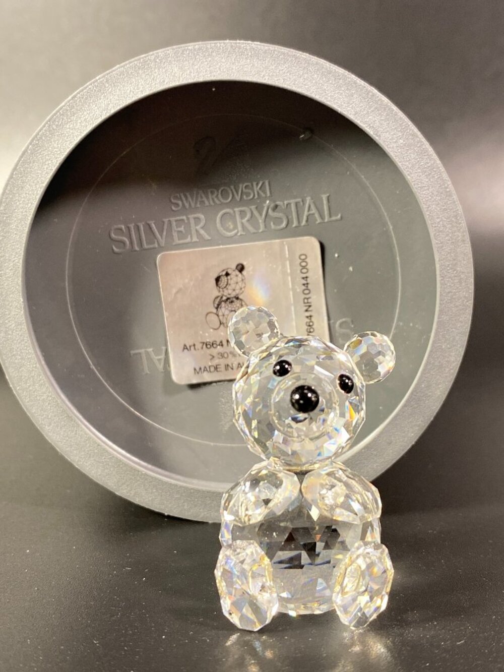 Swarovski Crystal Teddy Bear Figurine w/ Box & Certificate – Silver Crystal